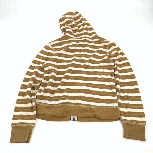 C&S Check and Stripe Terry Cloth Full Zip Hooded Jacket M Cream White Striped - Picture 2 of 6